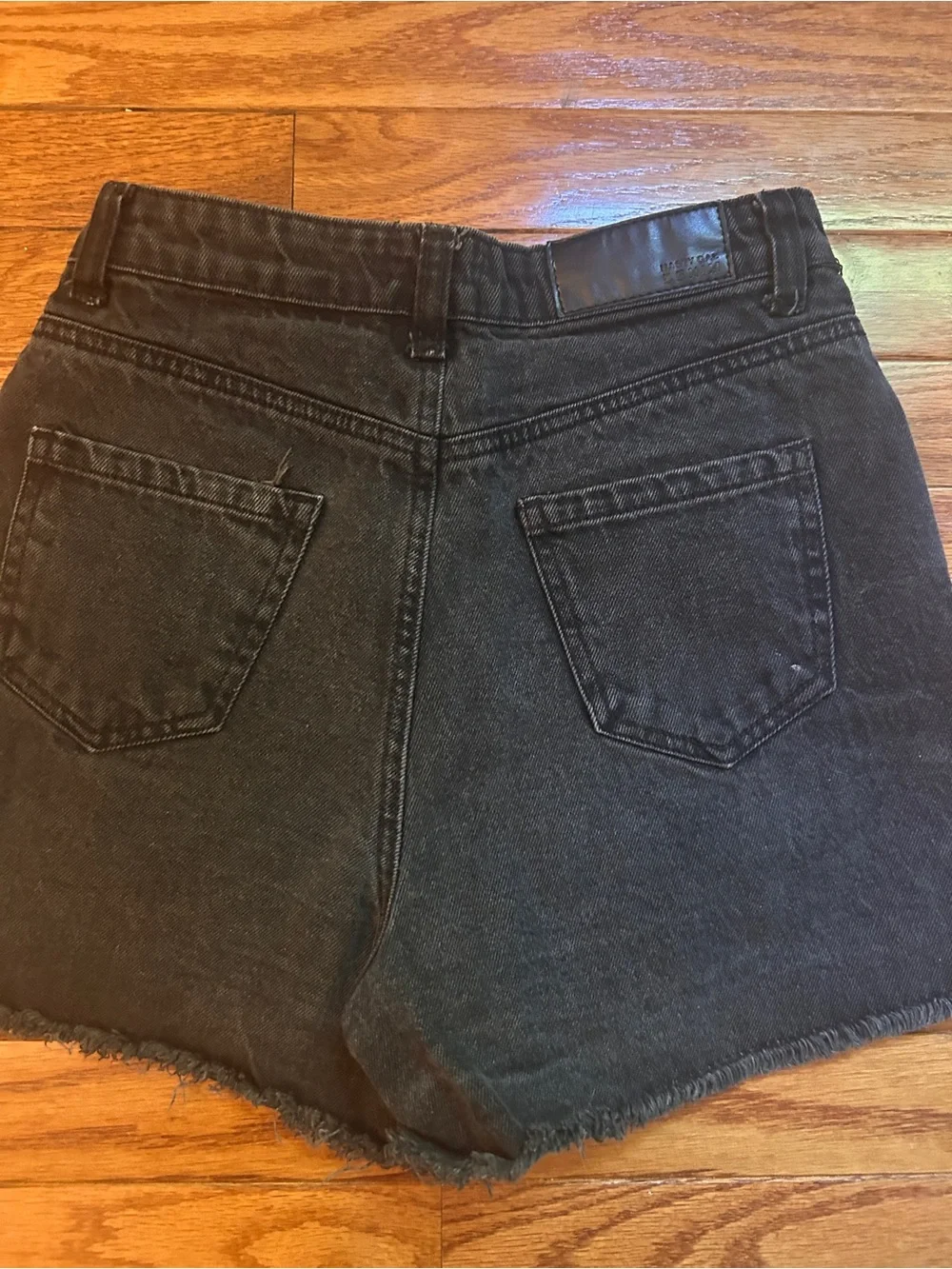 Nasty Gal Washed Black Distressed High-Rise Denim Shorts
